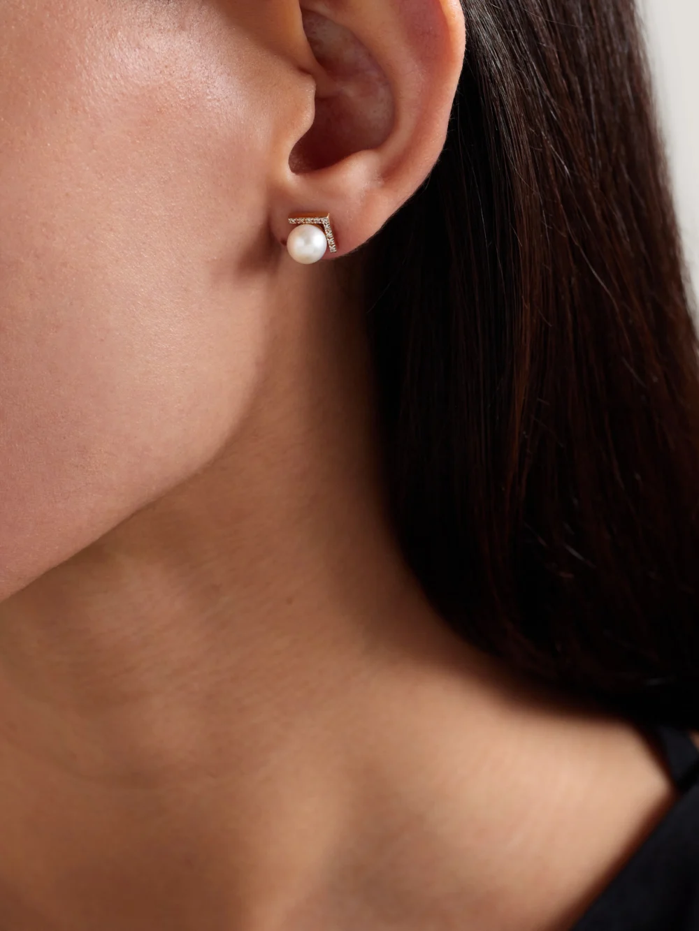 Mateo 14-karat Gold, Diamond and Pearl Earrings, styled view