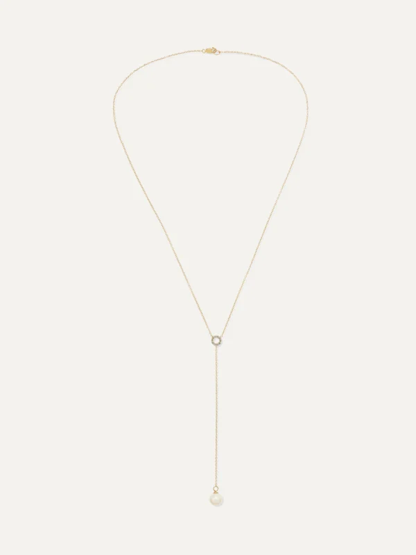 Mateo 14-karat Gold, Diamond and Pearl Necklace
