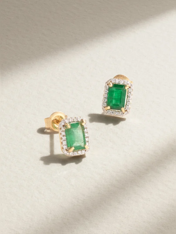 Mateo 14-karat Gold, Emerald and Diamond Earrings