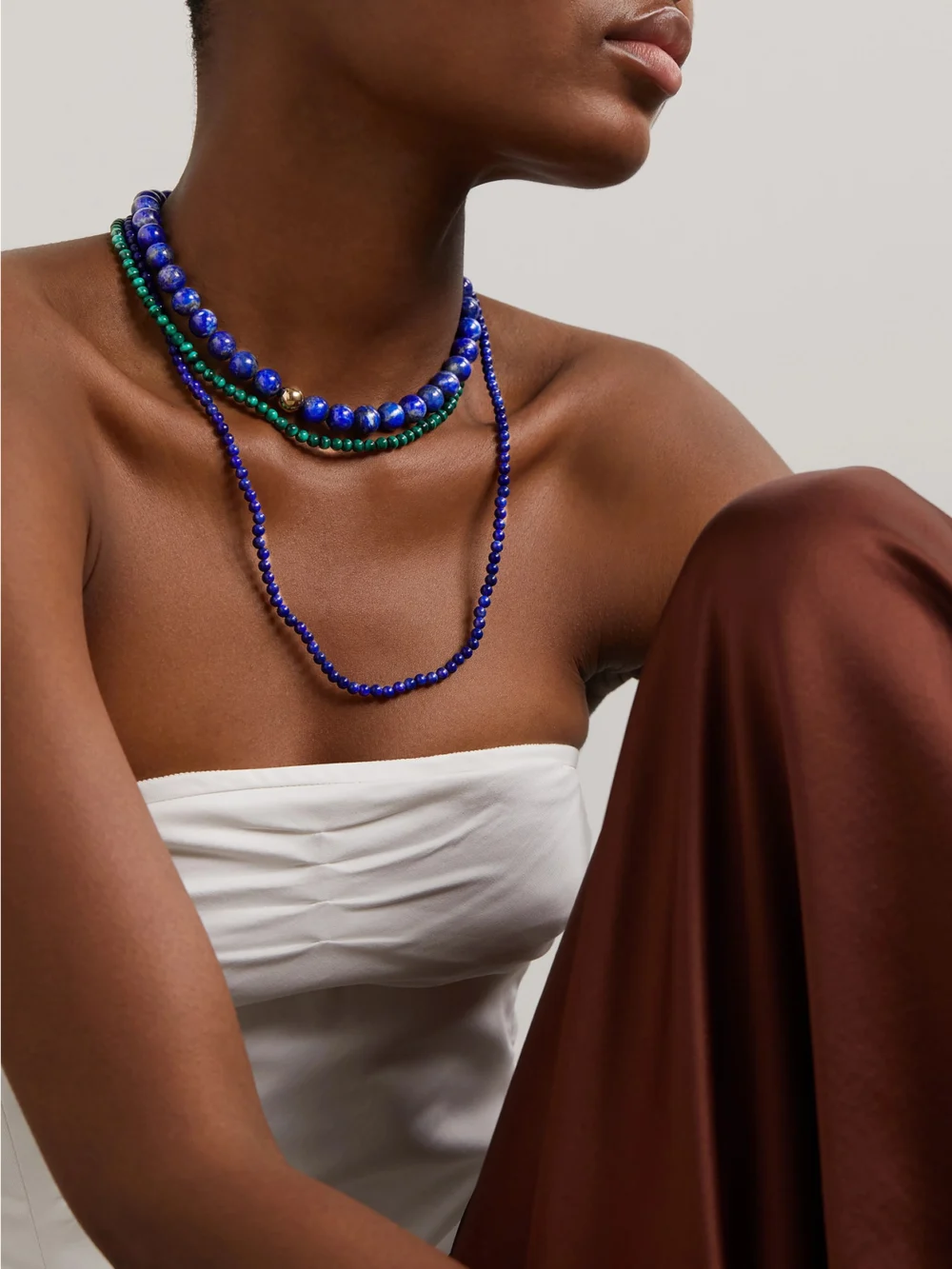 Mateo 14-karat Gold Lapis Lazuli Necklace, styled view