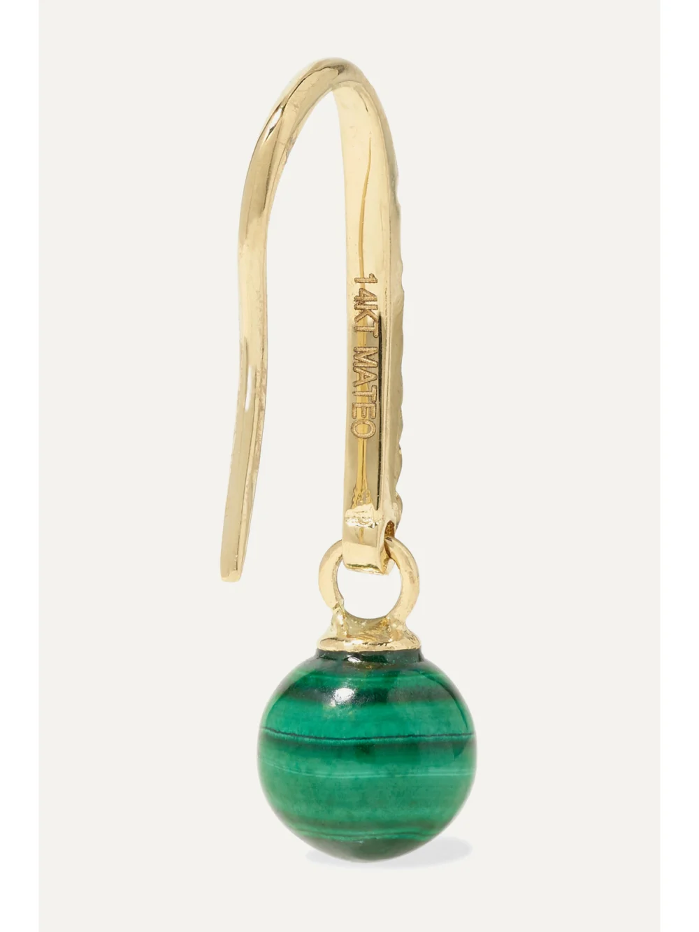 Back view of the Mateo 14-karat Gold, Malachite and Diamond Earrings