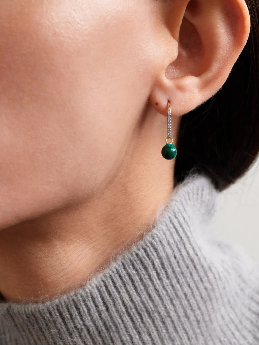 Mateo 14-karat Gold, Malachite and Diamond Earrings, styled view