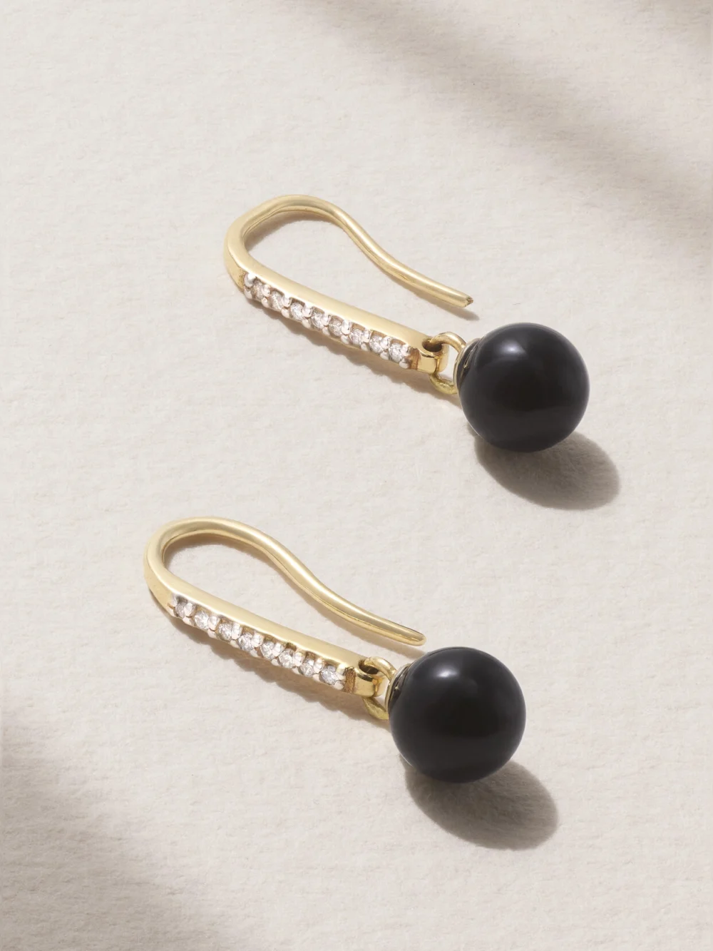 Mateo 14-karat Gold, Onyx and Diamond Earrings