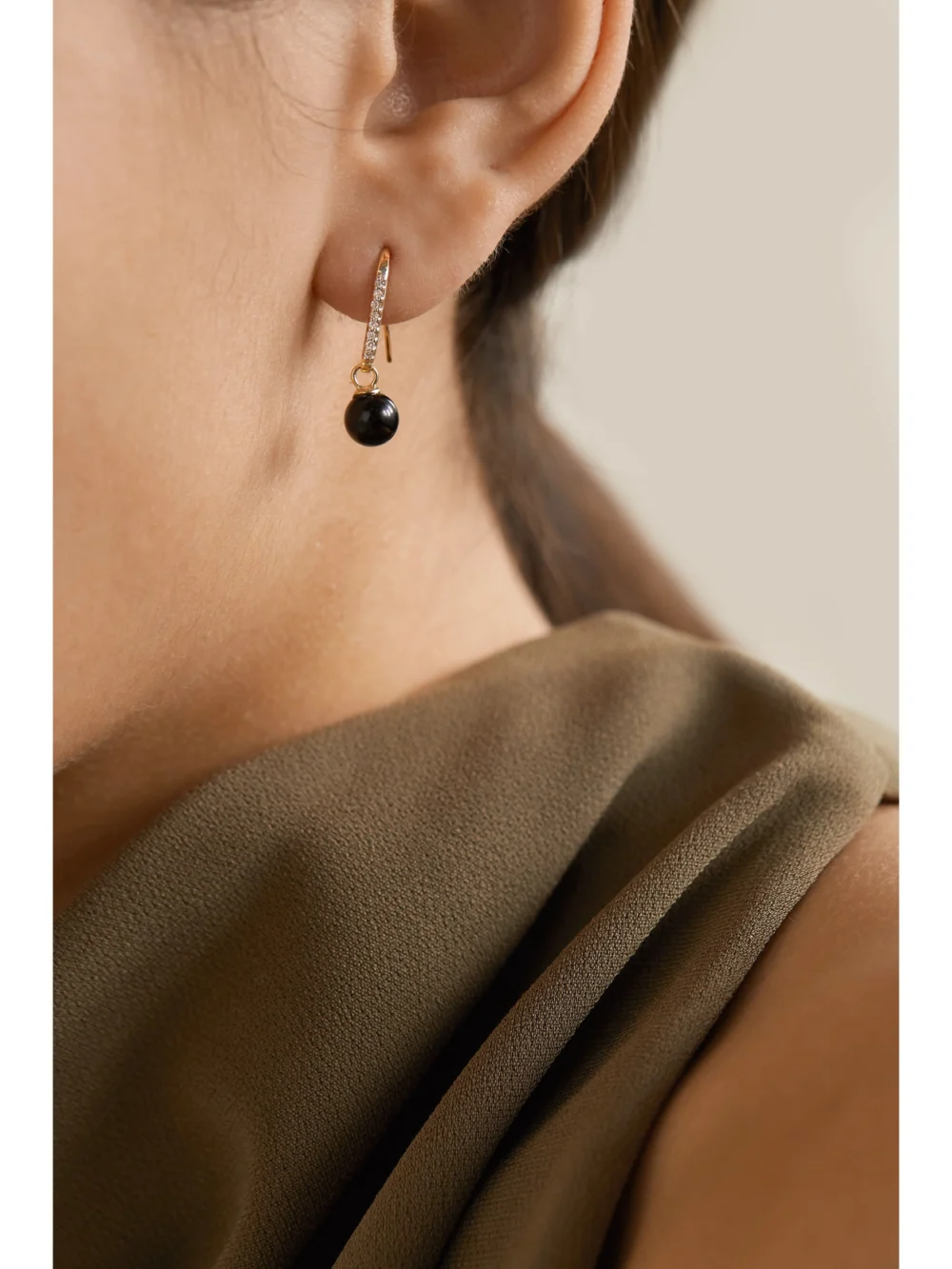 Mateo 14-karat Gold, Onyx and Diamond Earrings, styled view