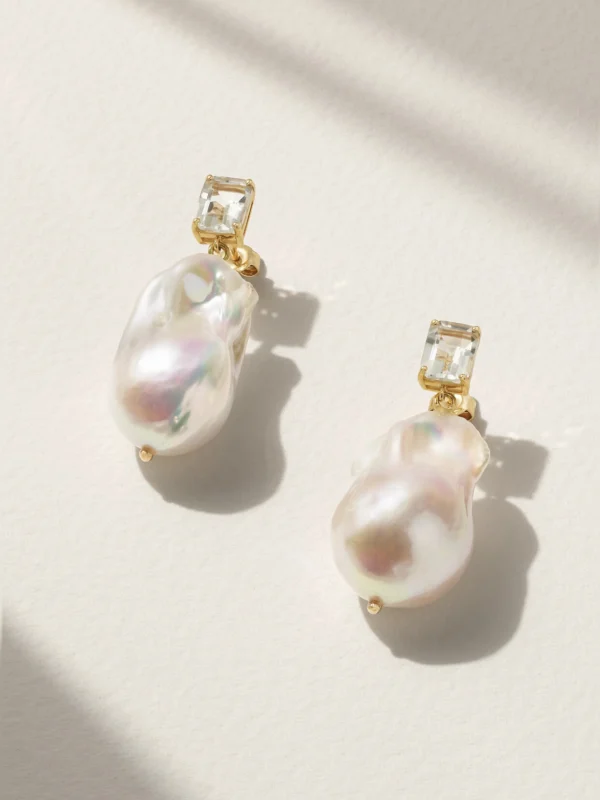 Mateo 14-karat Gold, Pearl and Amethyst Earrings