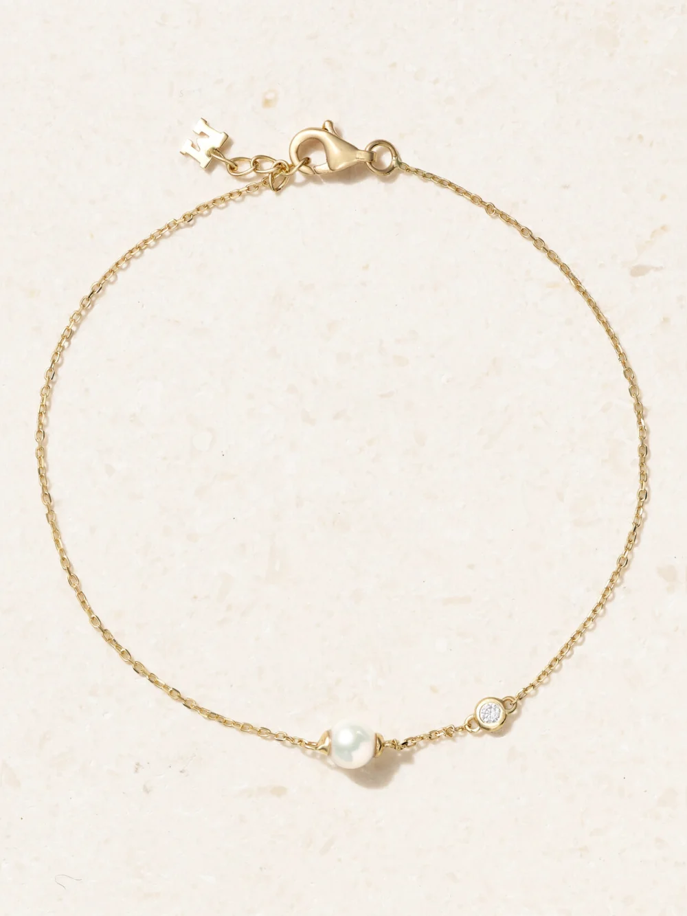 Mateo 14-karat Gold, Pearl and Diamond Bracelet