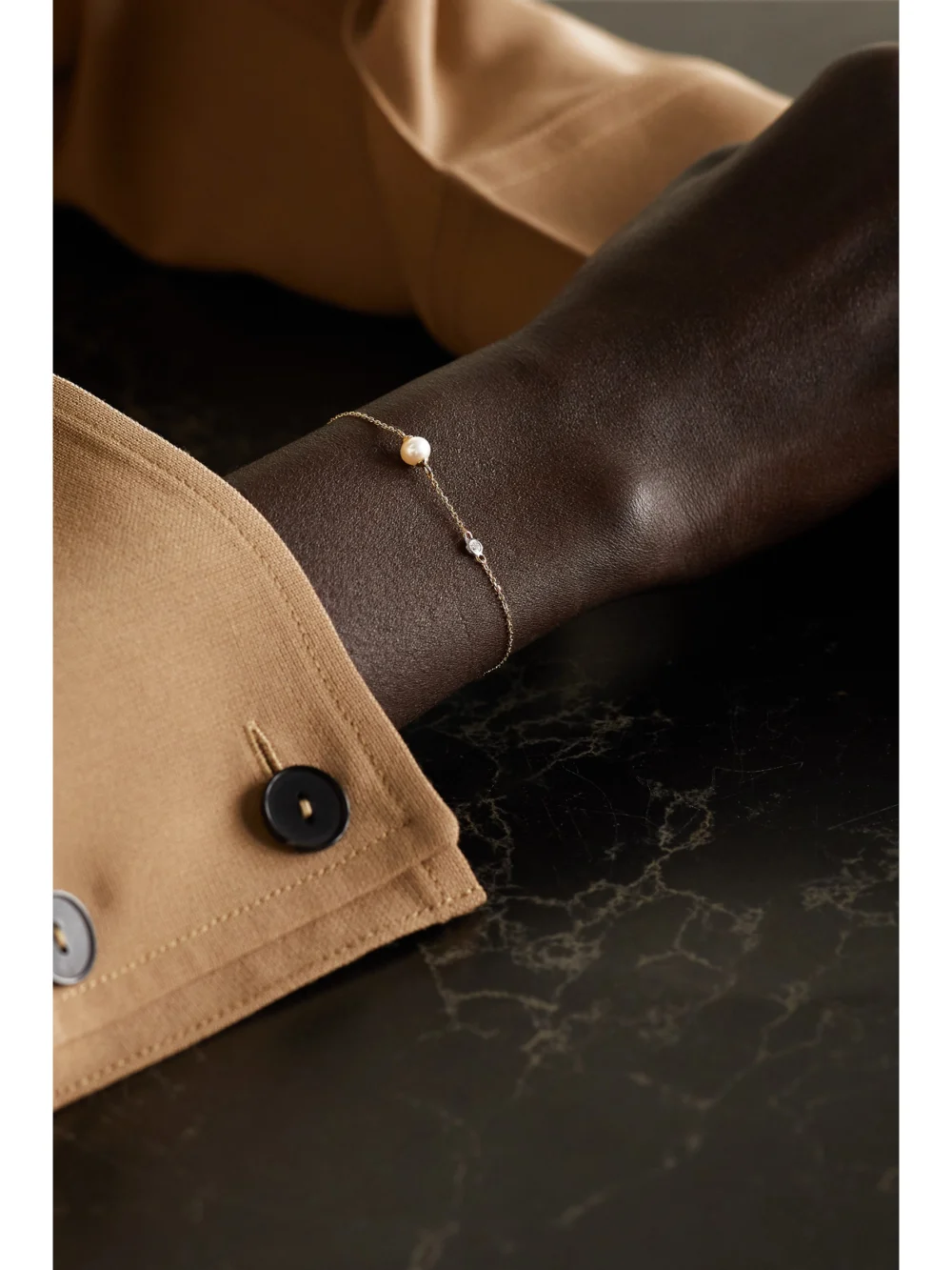Mateo 14-karat Gold, Pearl and Diamond Bracelet, styled view