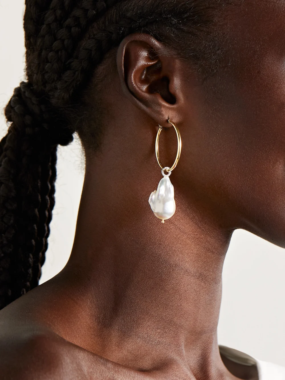 Mateo 14-karat Gold, Pearl and Diamond Earrings, styled view