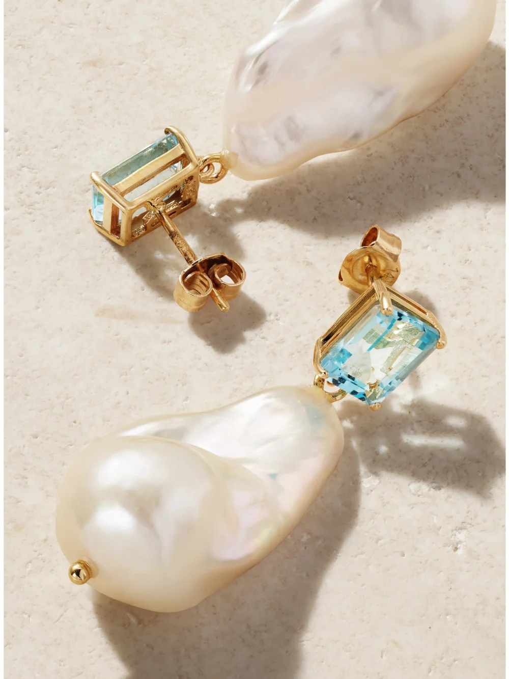 Back view of the Mateo 14-karat Gold, Topaz and Pearl Earrings