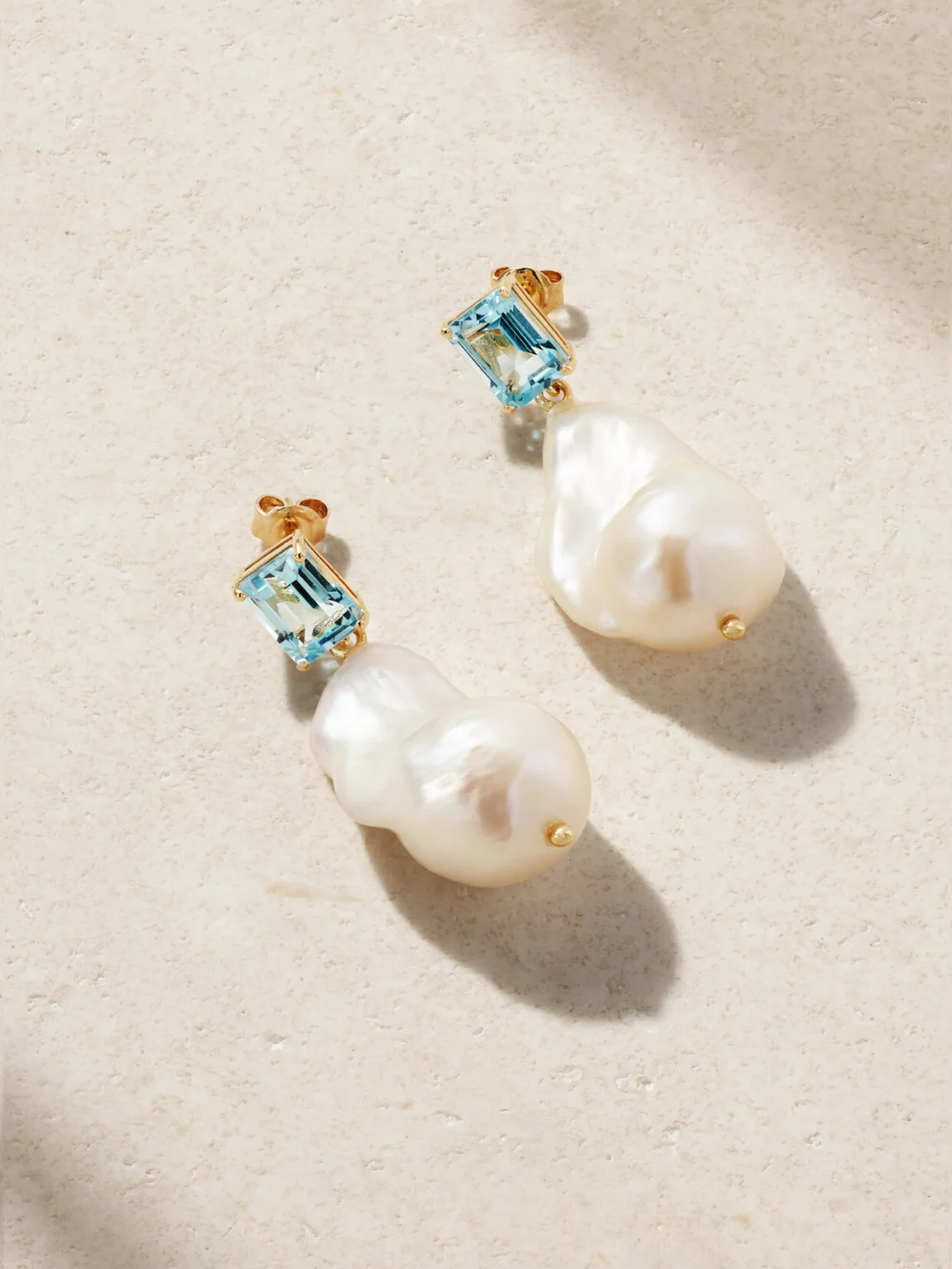 Mateo 14-karat Gold, Topaz and Pearl Earrings in white