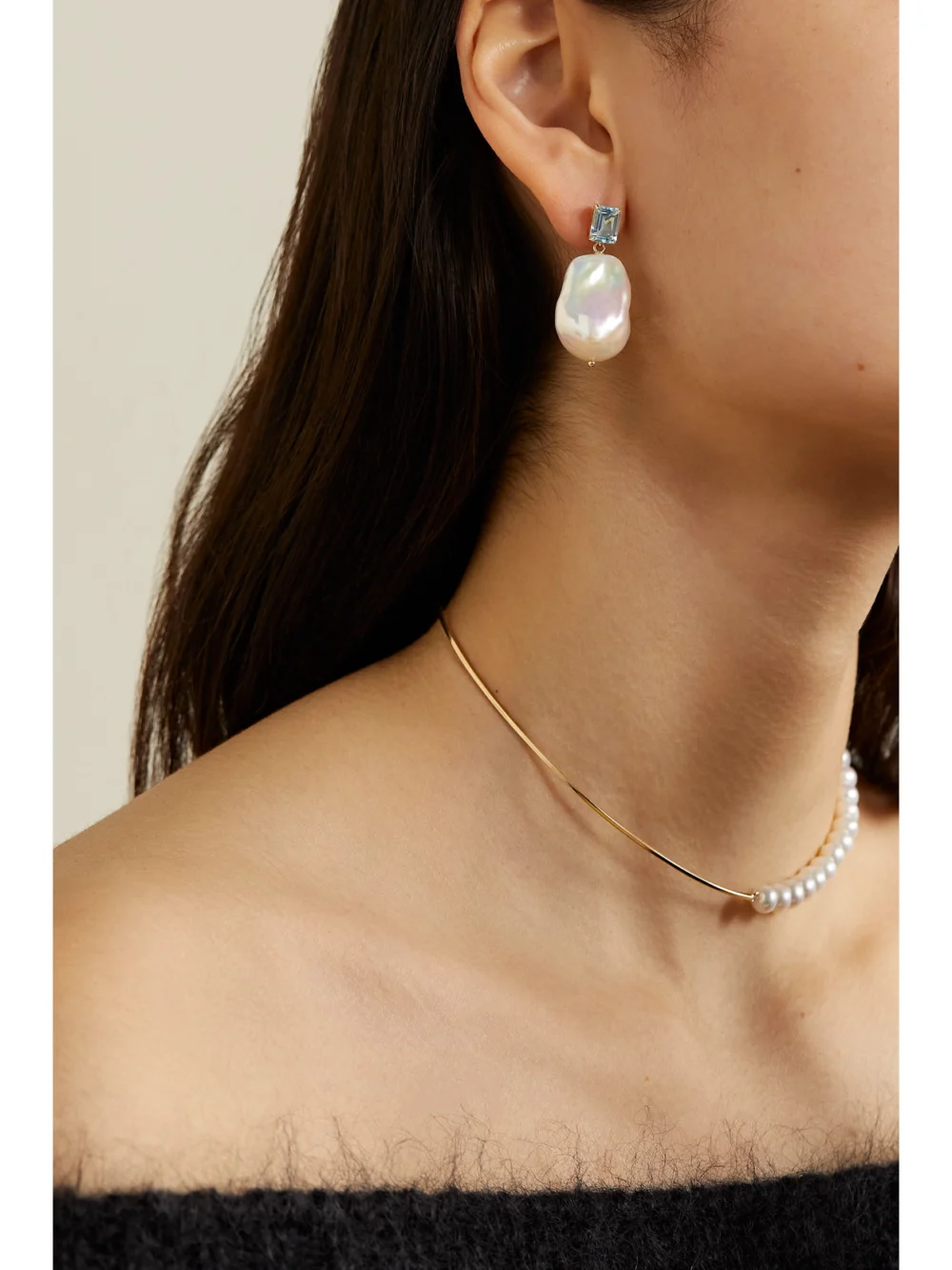 Mateo 14-karat Gold, Topaz and Pearl Earrings, styled view
