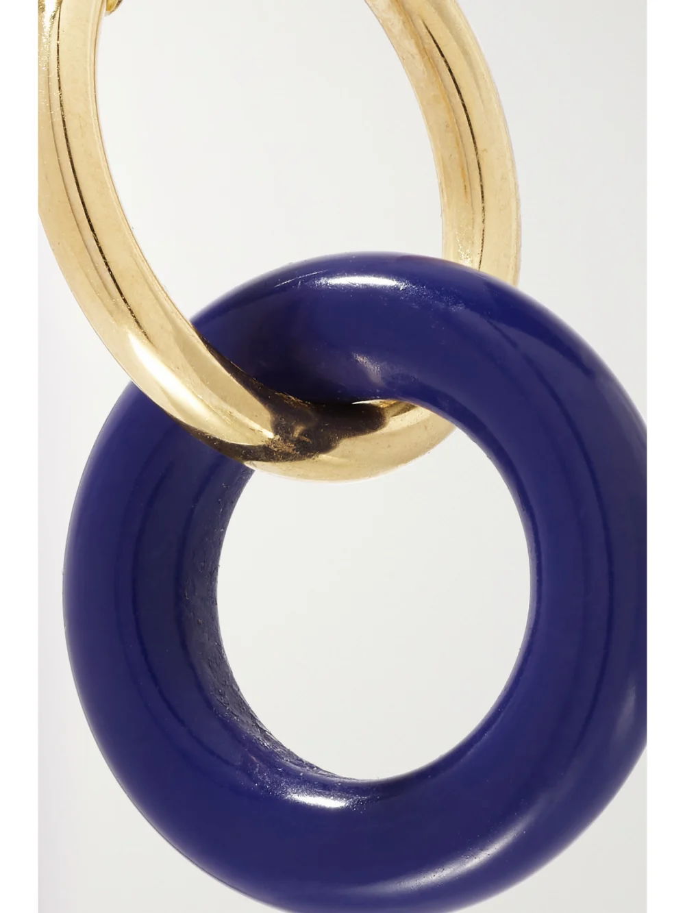 Close-up detail of the Mateo Donut 14-karat Gold Lapis Lazuli Hoop Earrings
