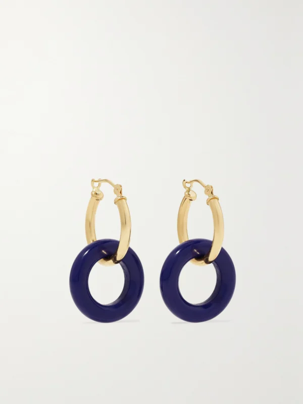 Mateo Donut 14-karat Gold Lapis Lazuli Hoop Earrings