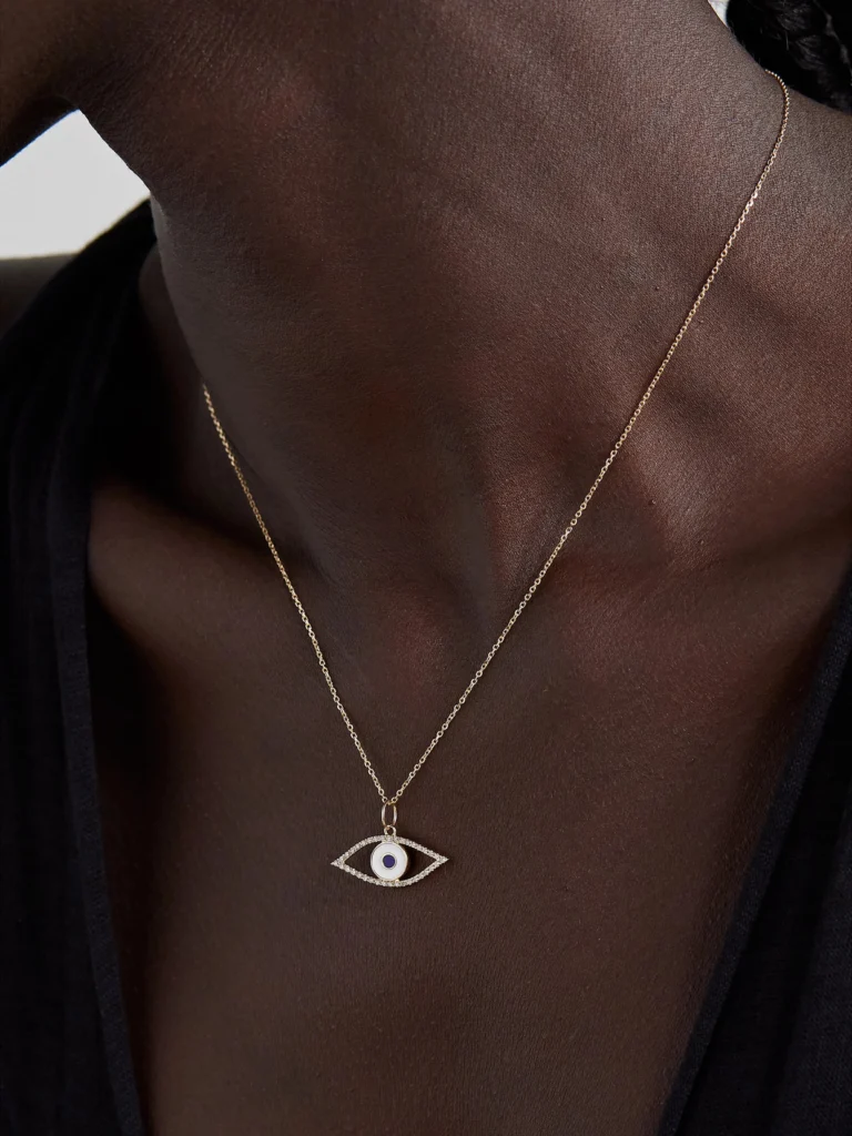 Mateo Eye of Protection 14-karat Gold, Enamel and Diamond Necklace