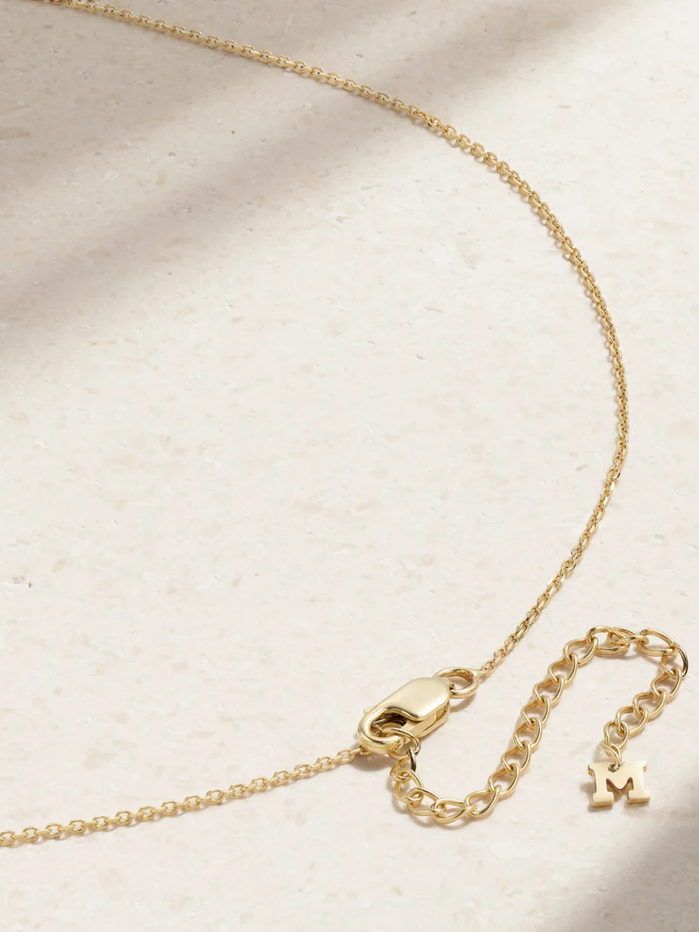 Back view of the Mateo Initial 14-karat Gold, Quartz and Diamond Necklace