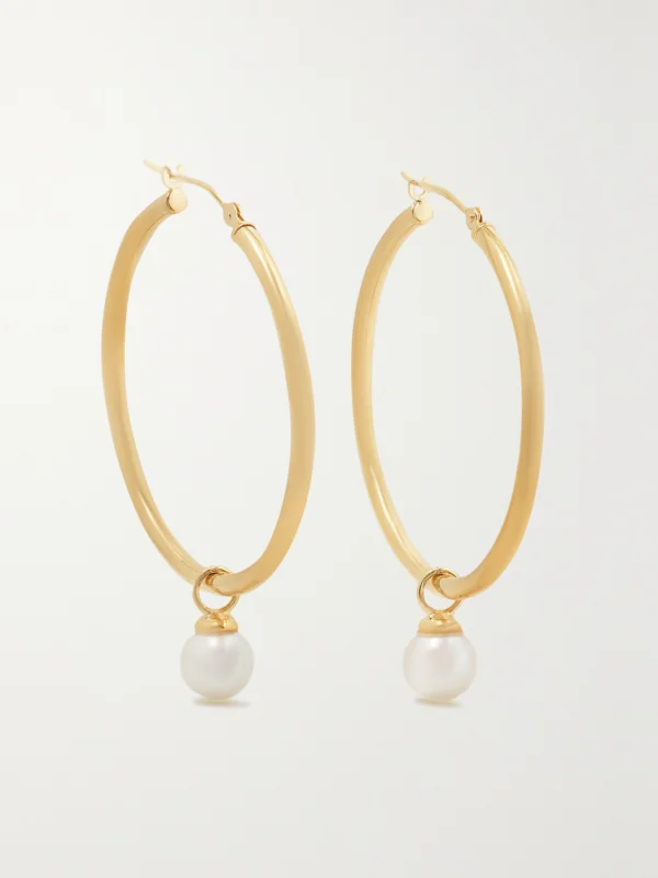 Mateo Large 14-karat Gold Pearl Hoop Earrings