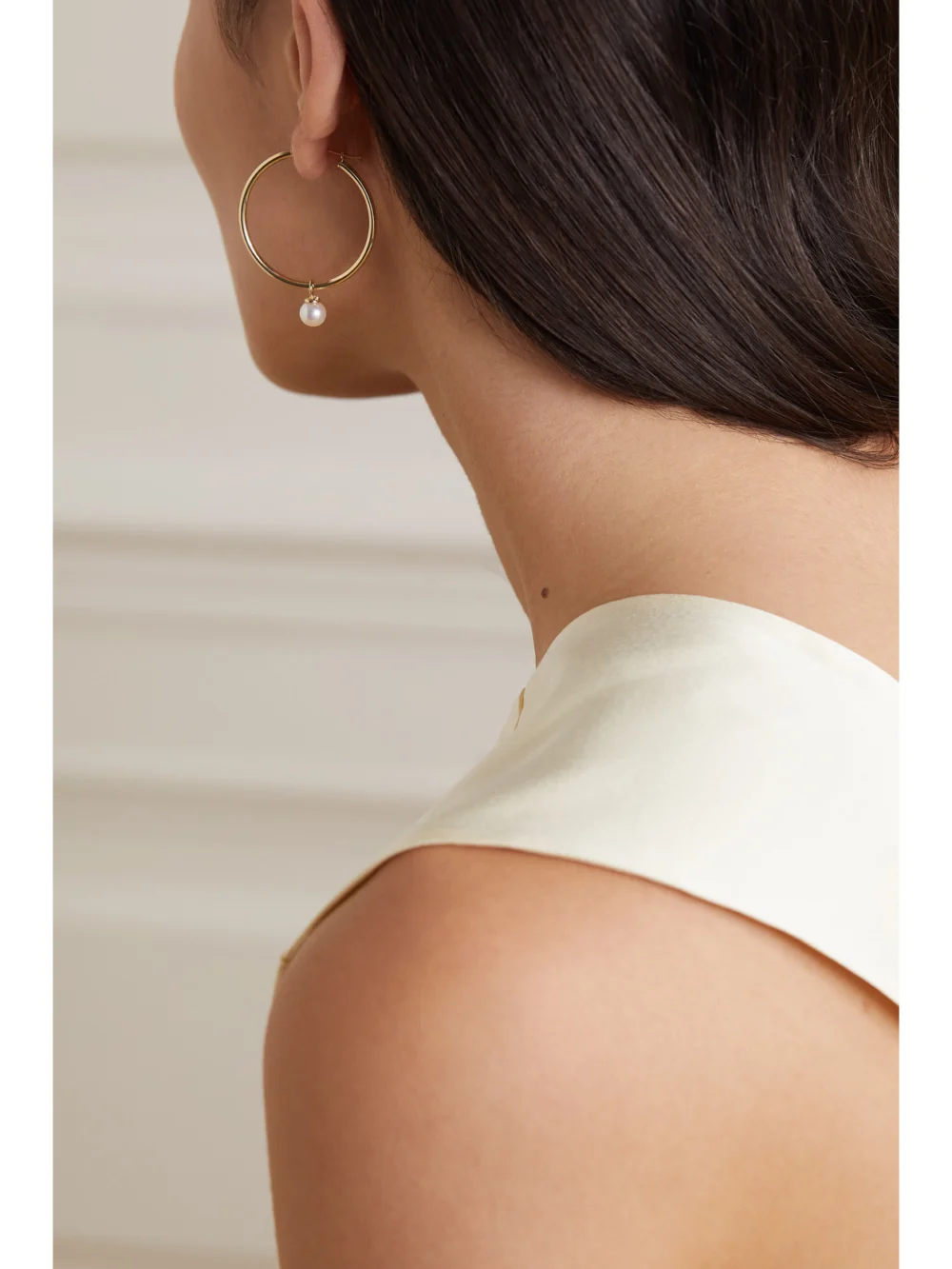 Mateo Large 14-karat Gold Pearl Hoop Earrings, styled view