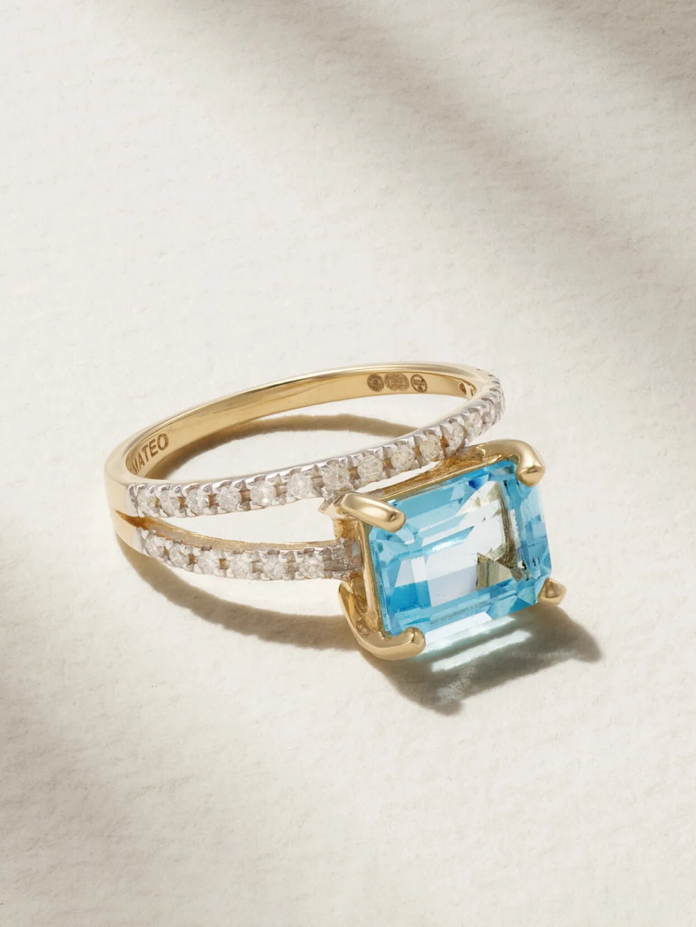 Mateo Point of Focus 14-karat Gold, Topaz and Diamond Ring in 6