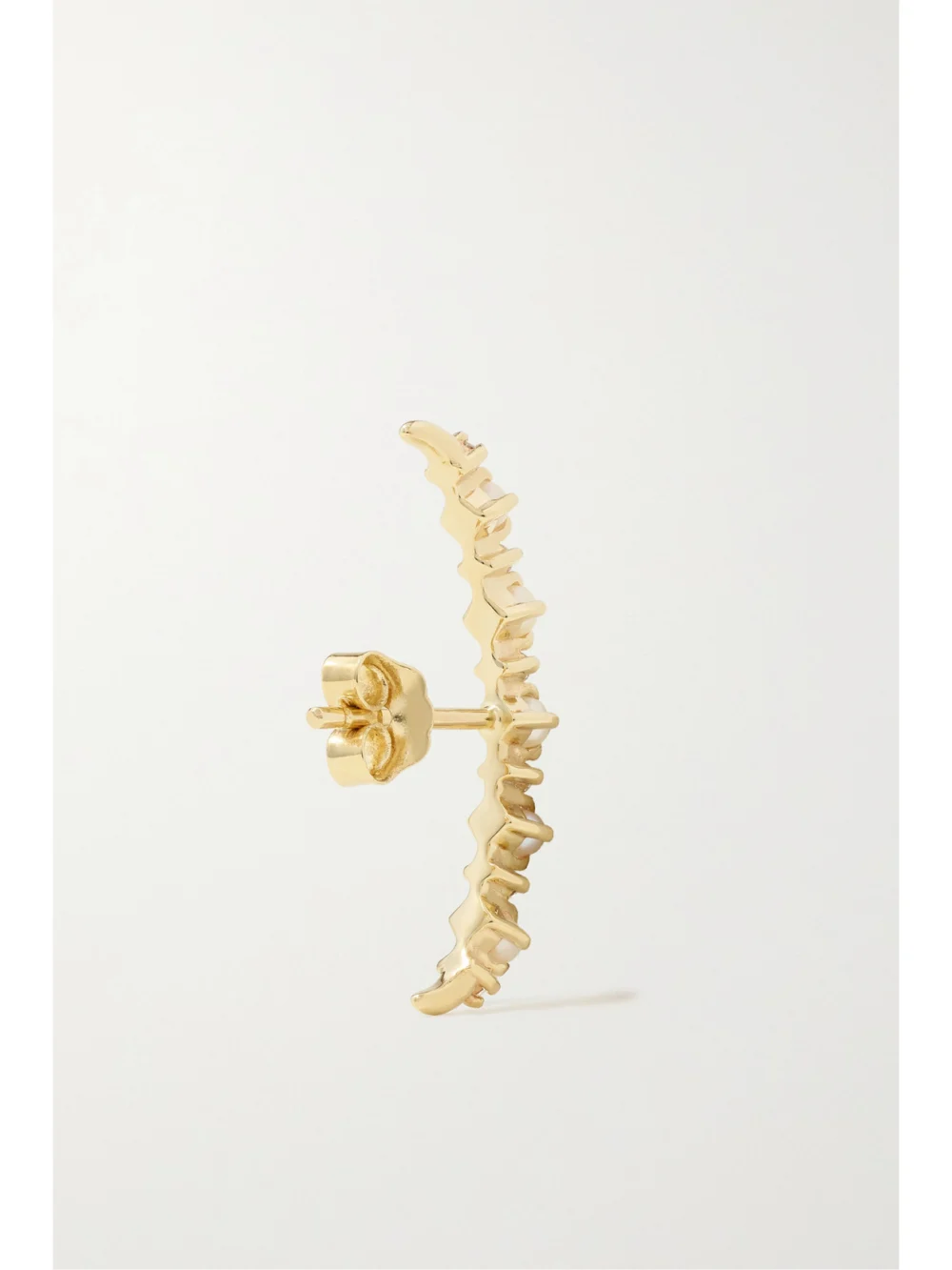 Back view of the Mateo The Little Things 14-karat Gold, Diamond and Pearl Earrings