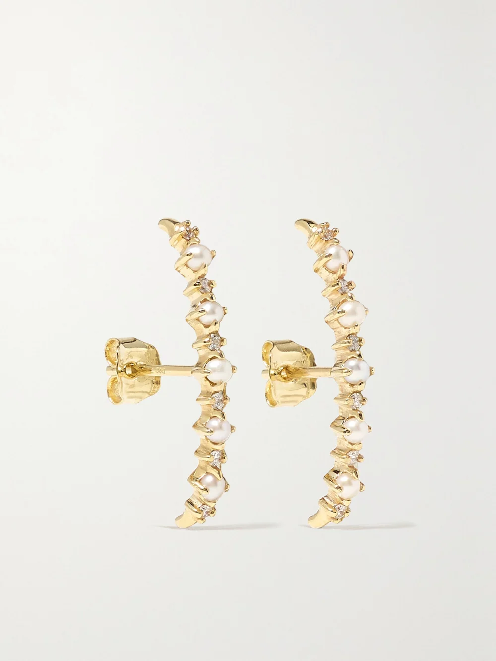 Mateo The Little Things 14-karat Gold, Diamond and Pearl Earrings