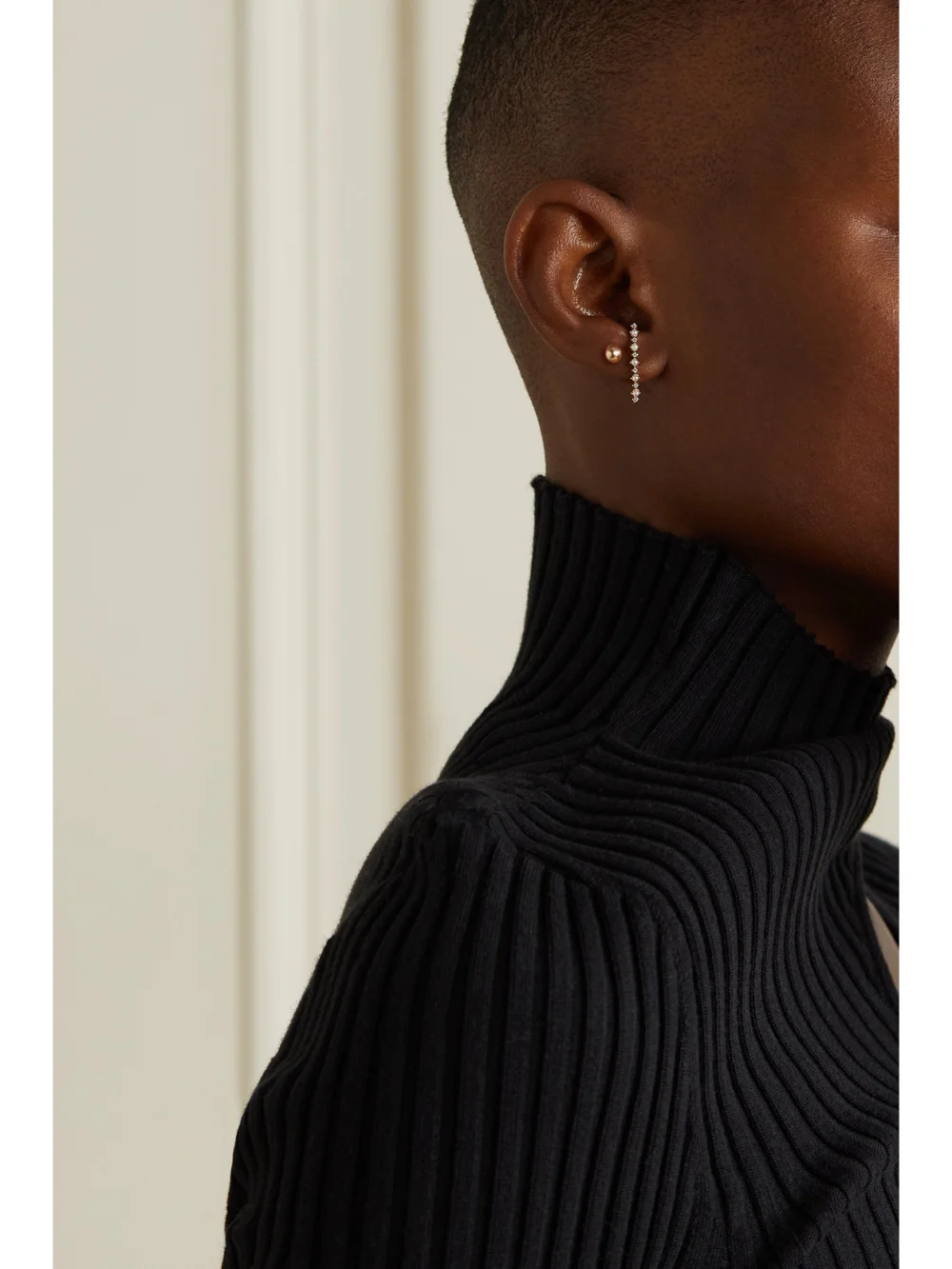 Mateo The Little Things 14-karat Gold, Diamond and Pearl Earrings, styled view
