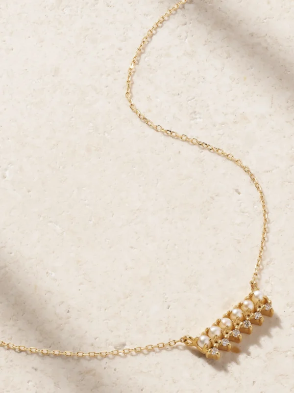 Mateo The Little Things 14-karat Gold, Diamond and Pearl Necklace