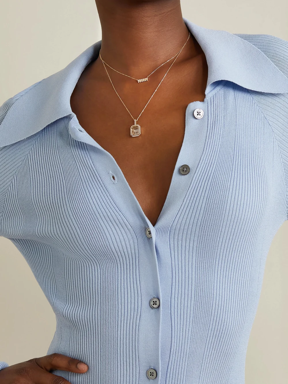 Mateo The Little Things 14-karat Gold, Diamond and Pearl Necklace, styled view