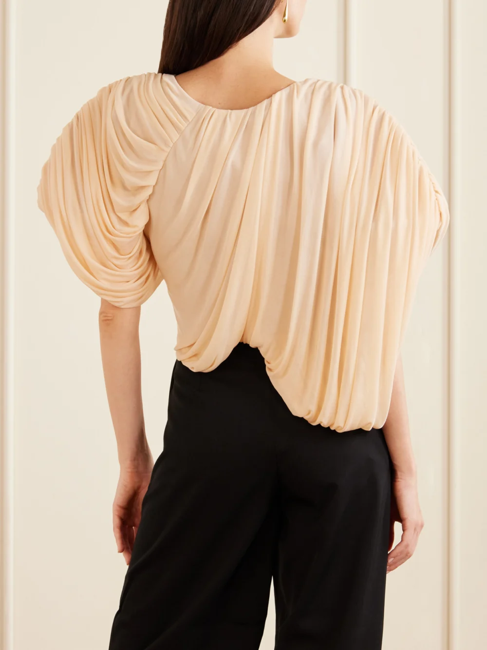 Back view of the Maticevski Draped Chiffon Blouse