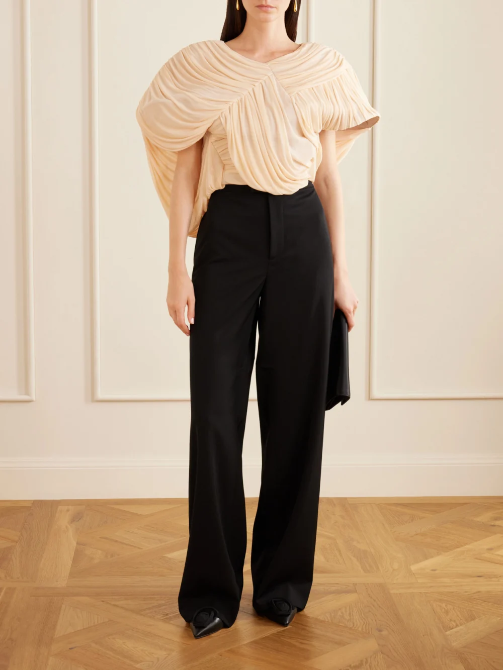 Maticevski Draped Chiffon Blouse, worn by a model