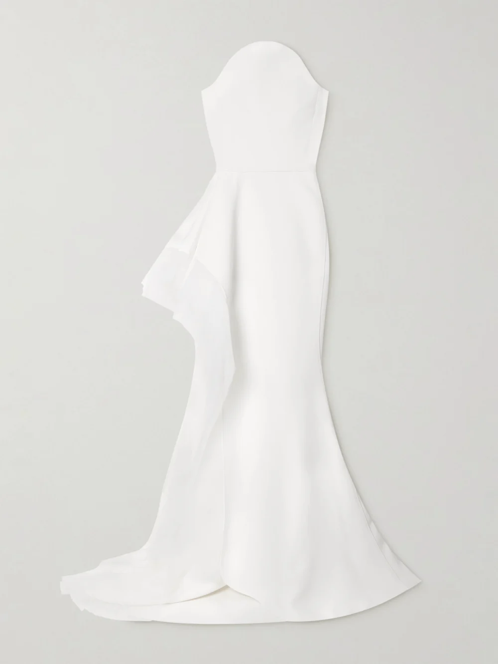 Maticevski Epitome Asymmetric Strapless Tulle-trimmed Cady Gown in white