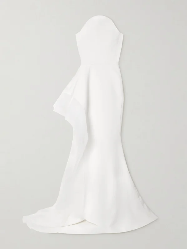 Maticevski Epitome Asymmetric Strapless Tulle-trimmed Cady Gown