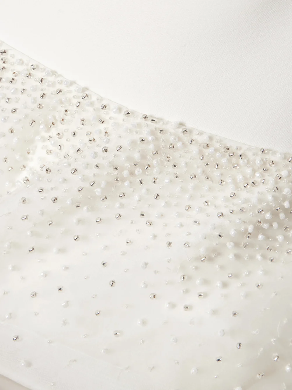 Close-up detail of the Maticevski Hopeton Strapless Bead-embellished Silk-trimmed Crepe Gown