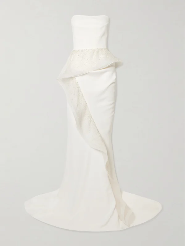 Maticevski Hopeton Strapless Bead-embellished Silk-trimmed Crepe Gown