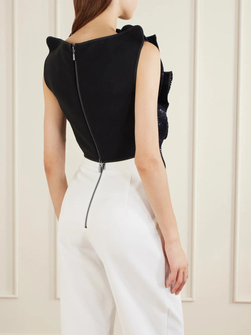 Back view of the Maticevski Lavish Bodice Sequin-embellished Georgette Blouse
