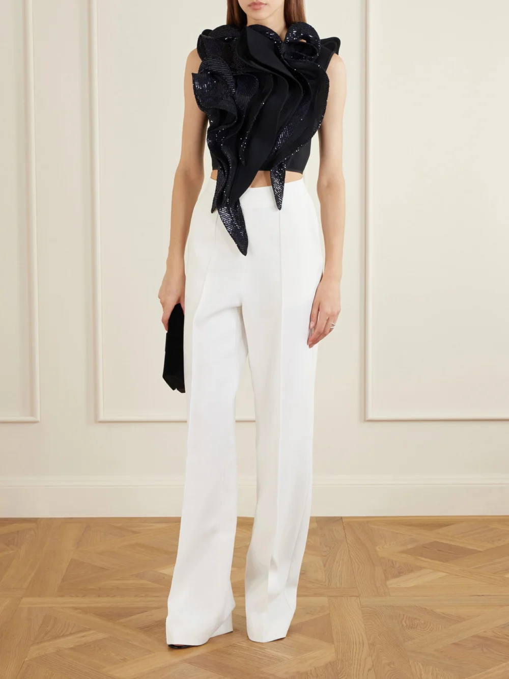 Maticevski Lavish Bodice Sequin-embellished Georgette Blouse, worn by a model