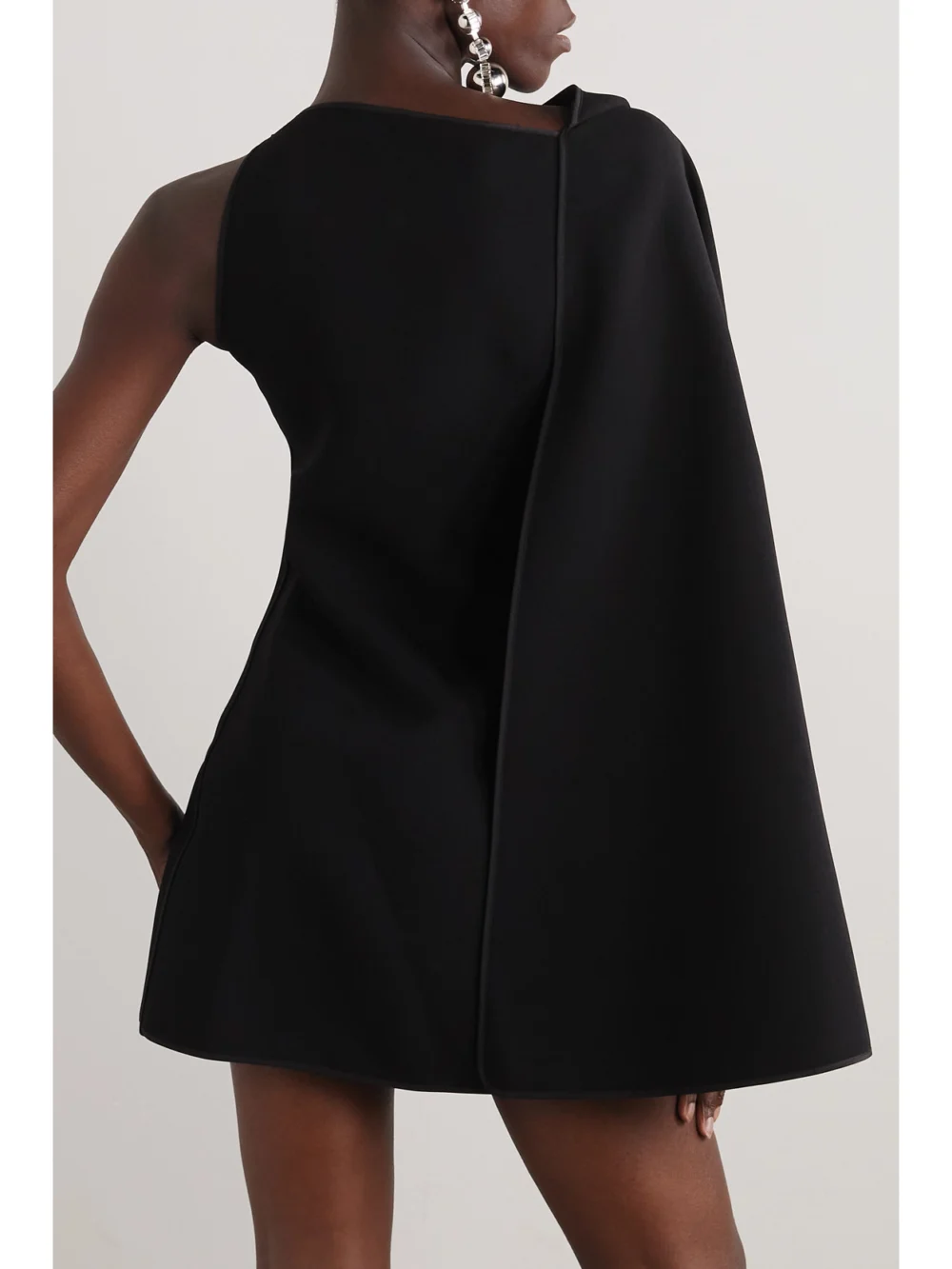 Back view of the Maticevski Prefix Cape-effect One-shoulder Crepe Dress