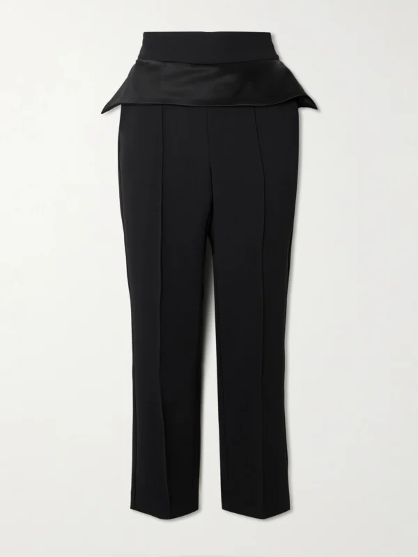 Maticevski Relate Stretch-silk Satin-trimmed Crepe Straight-leg Pants