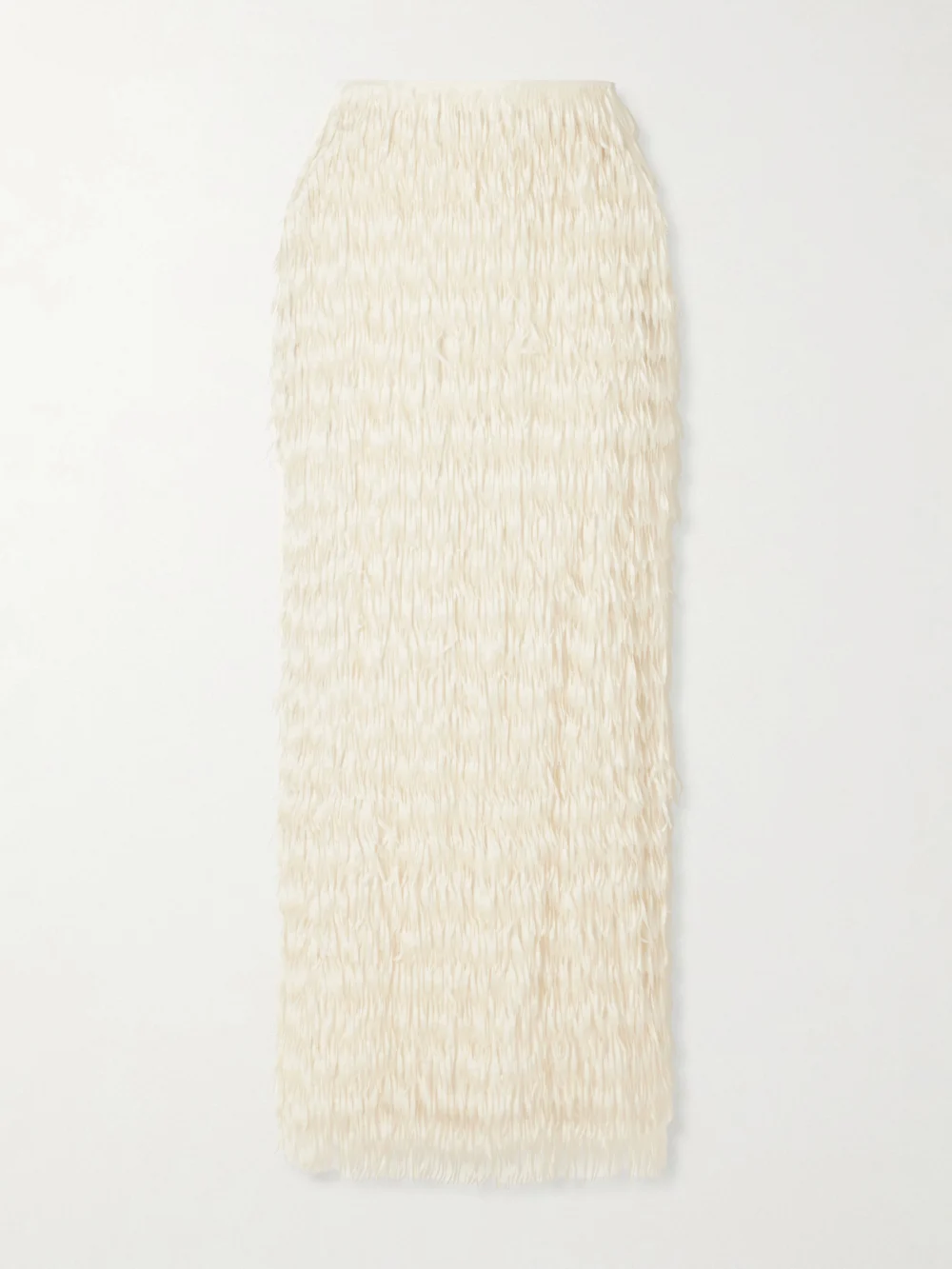 Maticevski Resonate Fringed Satin Midi Skirt in cream