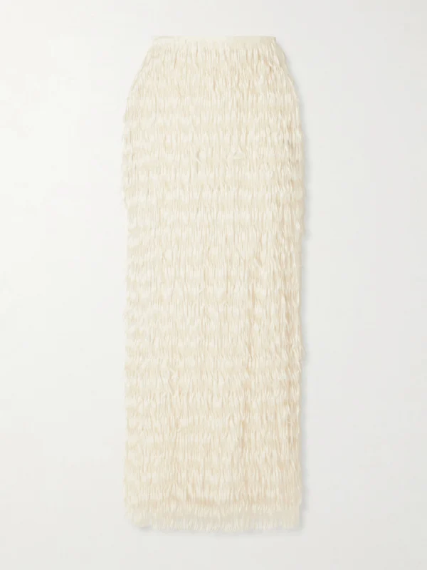 Maticevski Resonate Fringed Satin Midi Skirt