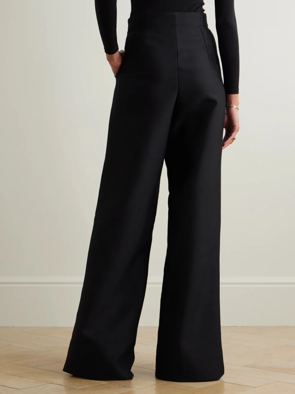Back view of the Maticevski Rival Wool and Silk-blend Wide-leg Pants