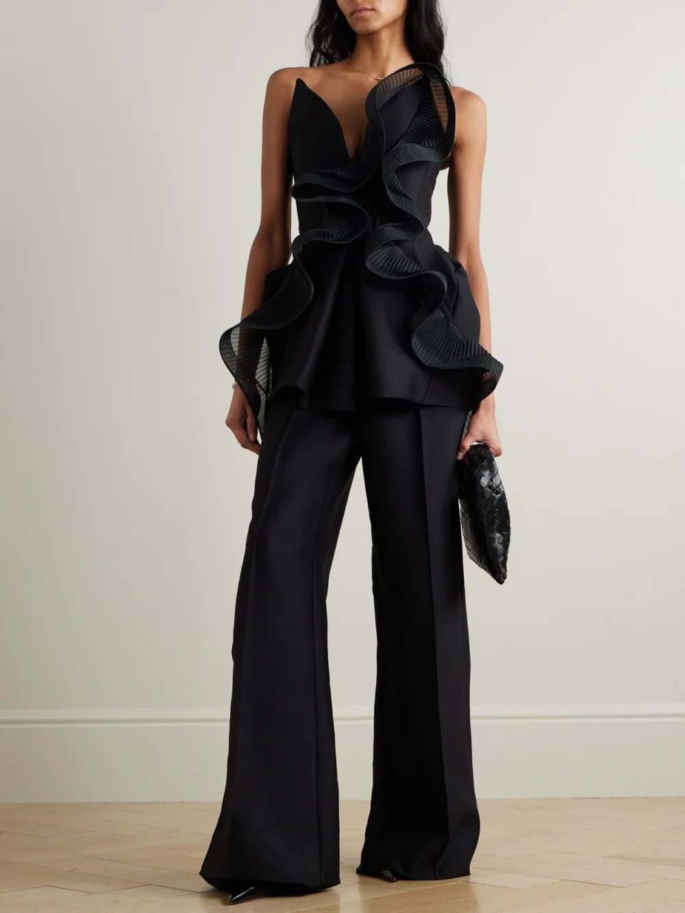 Maticevski Rival Wool and Silk-blend Wide-leg Pants, worn by a model