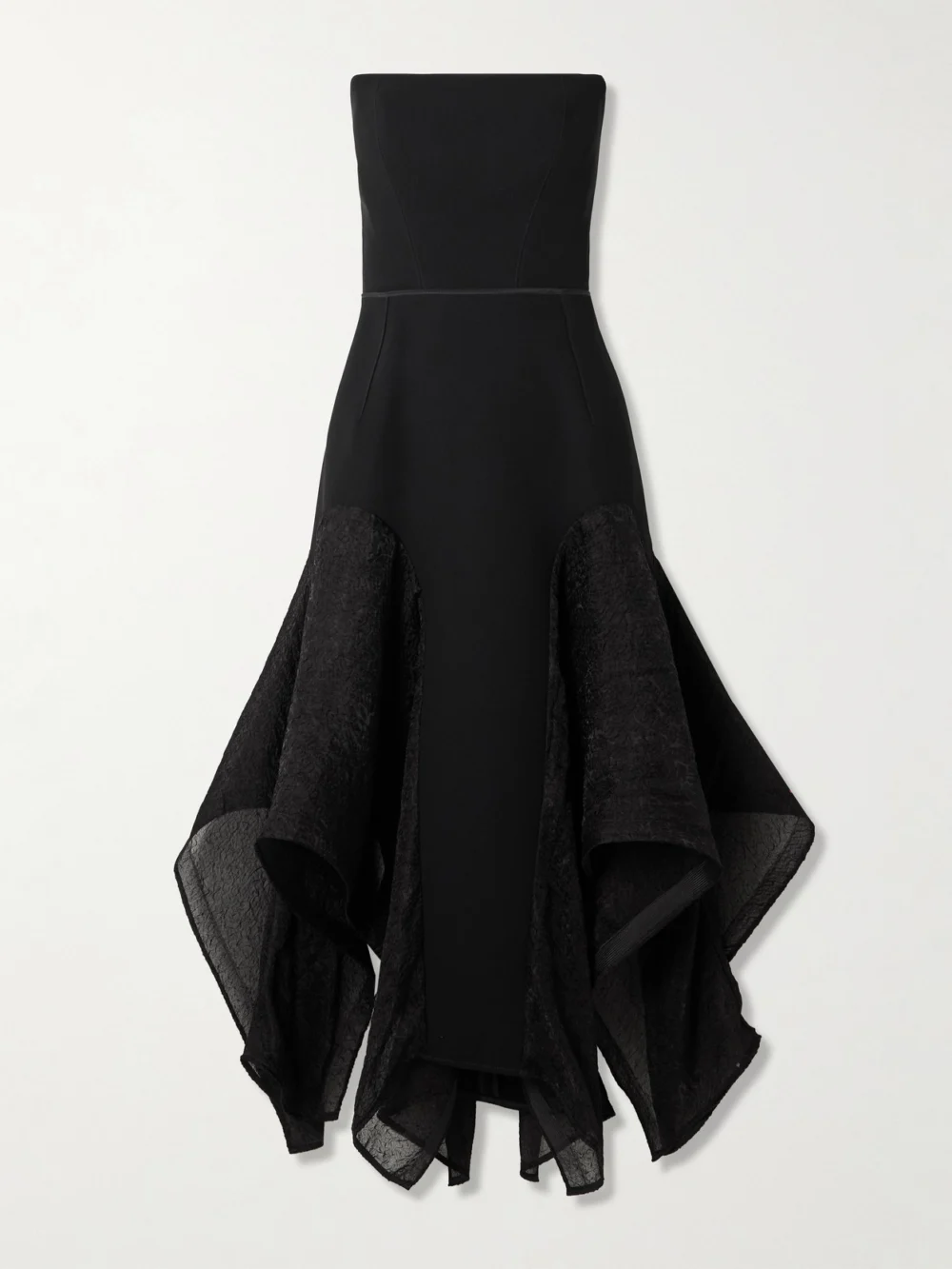 Maticevski Sybil Strapless Asymmetric Crepe and Crinkled-organza Dress in black