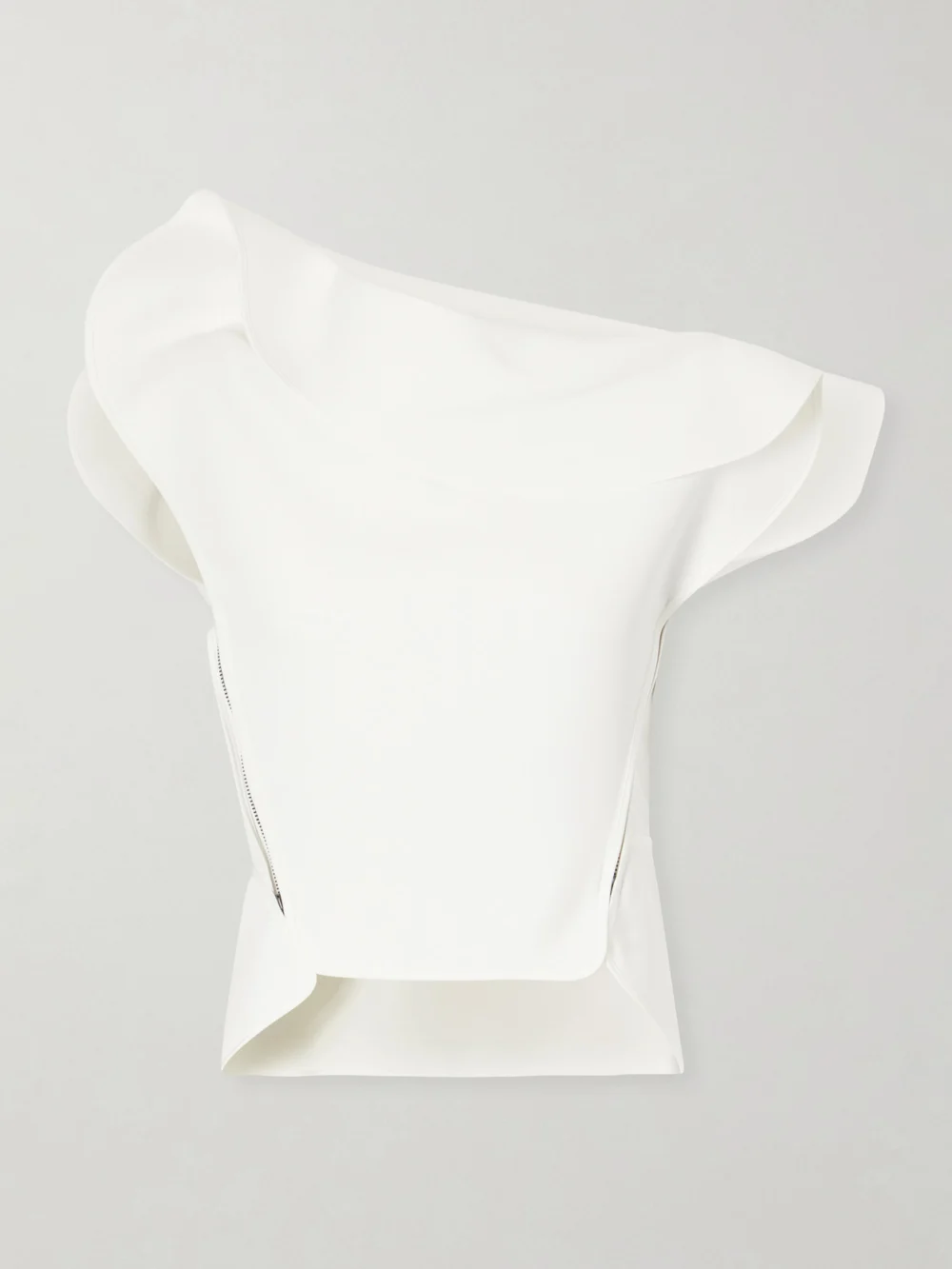 Maticevski Whirl Asymmetric Layered Crepe Top in white