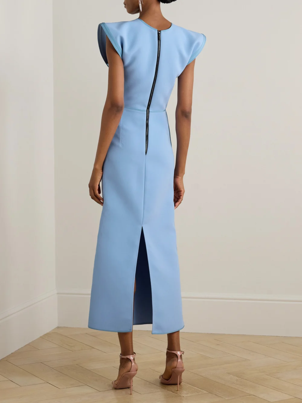 Back view of the Maticevski Wingtip Draped Crepe Midi Dress