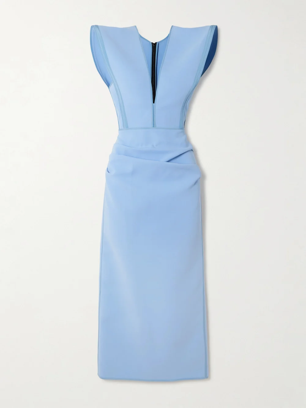 Maticevski Wingtip Draped Crepe Midi Dress in blue