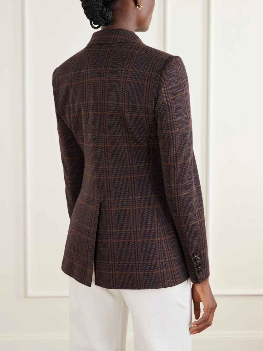 Back view of the Max Mara Abate Prince of Wales Checked Wool and Cotton-blend Blazer