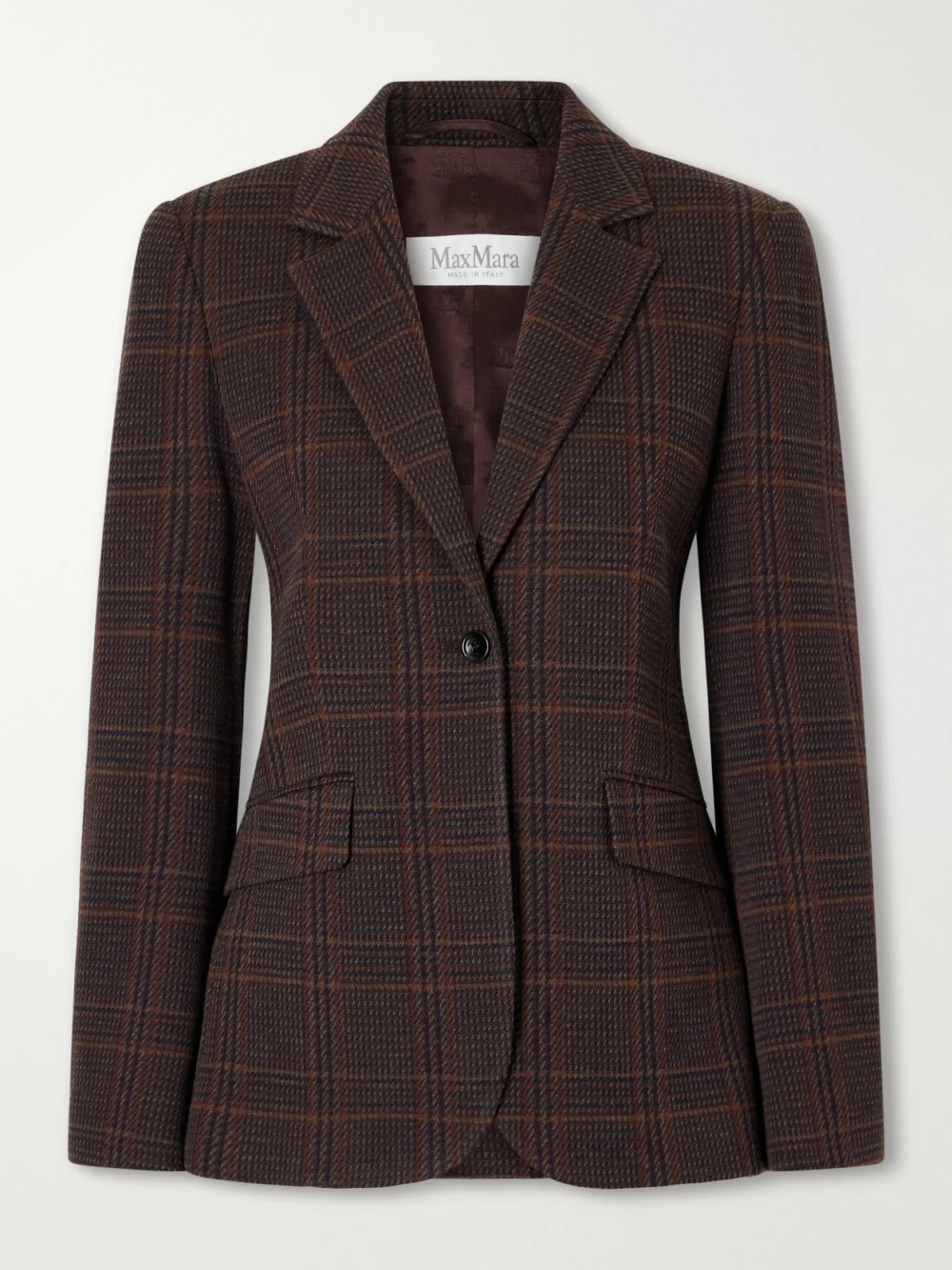 Max Mara Abate Prince of Wales Checked Wool and Cotton-blend Blazer in brown
