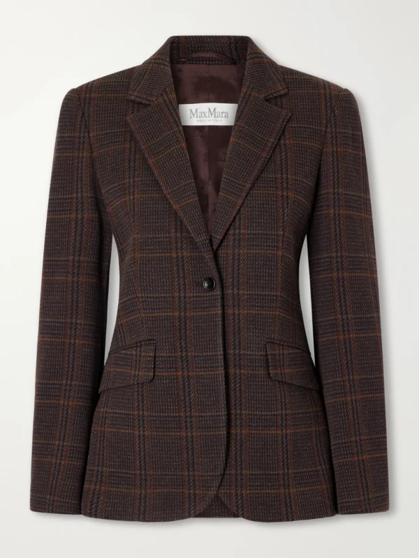 Max Mara Abate Prince of Wales Checked Wool and Cotton-blend Blazer