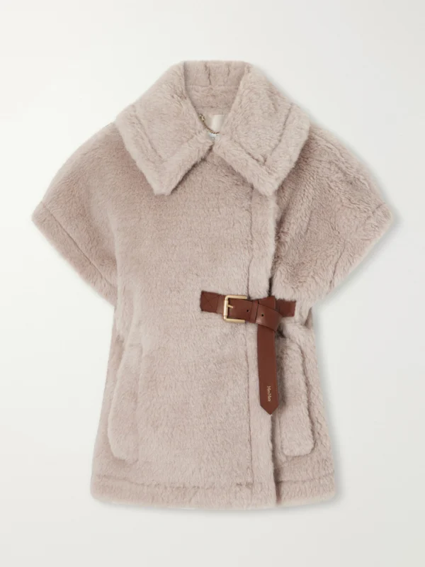 Max Mara Abavo Buckled Alpaca, Wool and Silk-blend Fleece Cape