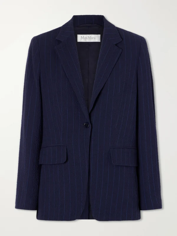 Max Mara Baobab Pinstriped Wool-blend Seersucker Blazer